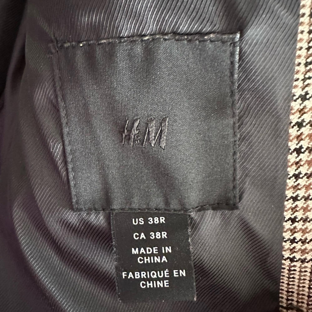 H&M plaid men’s coat overcoat PATTERNED size 38r‎ M medium - Picture 4 of 5